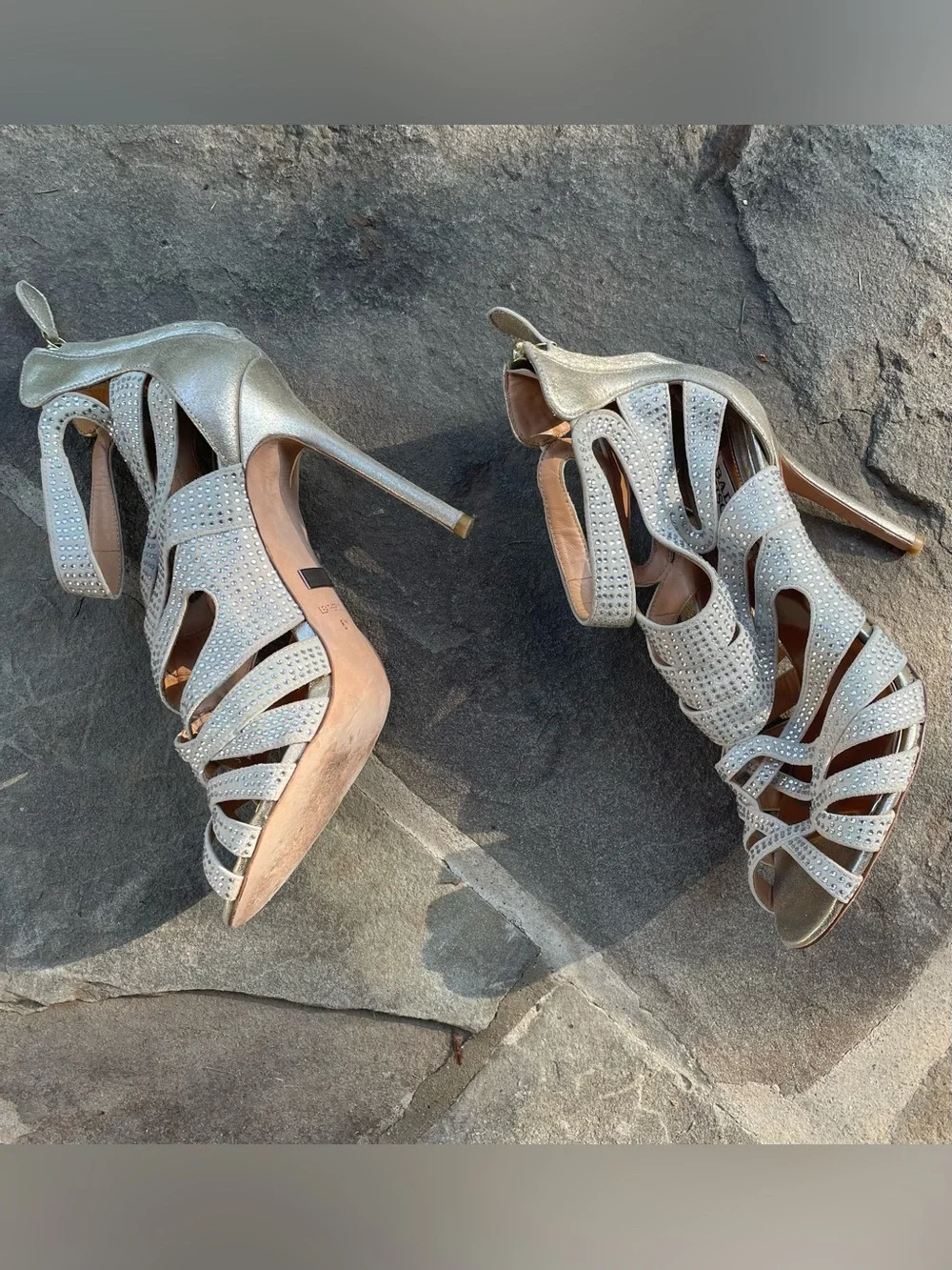 Badgley Mischka Taylar Crystal Metallic Stilettos Size 8